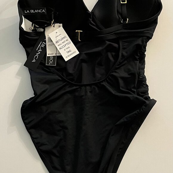 NWT La Blanca Island Goddess Underwire Mesh One Piece in Black Size 6 - Picture 6 of 6